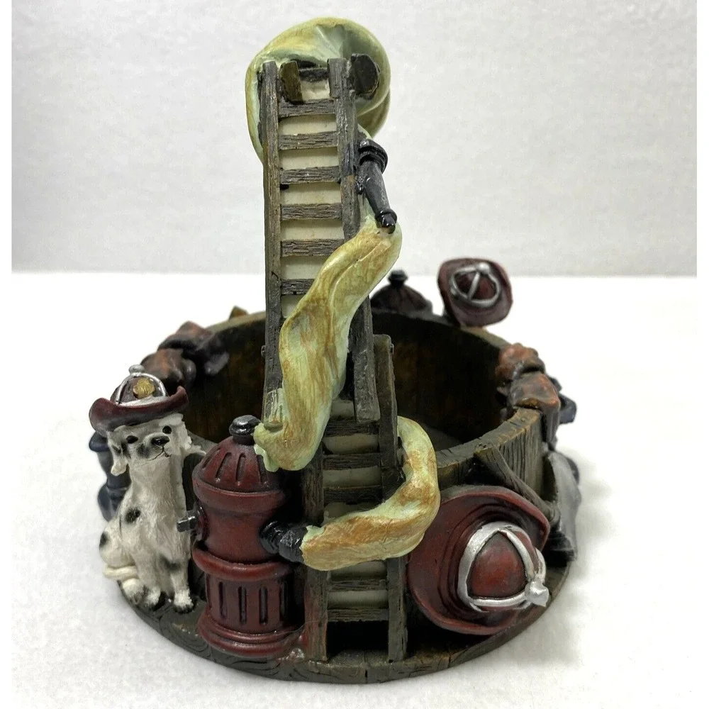 Decorative‎ Firehouse Dalmation Fireman Ladder Hose Basket w/ Handle Home Decor